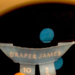 Draper James Navy Dress with Turquoise Polka Dots.